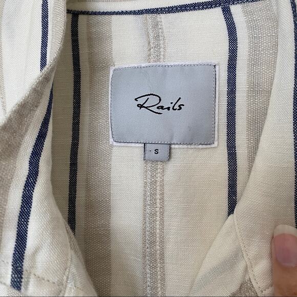 Rails Rowen Coco Stripe Linen White Jacket Small - Picture 4 of 10